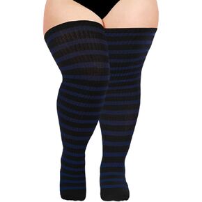 Moon Wood Plus Size Thigh High Socks for Women Knit Cotton Extra Long Halloween Over the Knee High Socks Leg Warmers