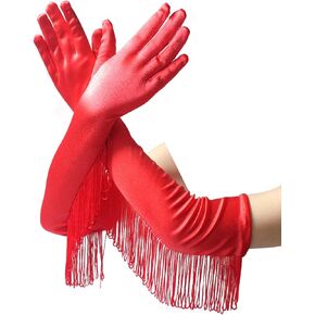 Acenail Women’s Long Satin Flapper Gloves Elbow Length Gloves Opera Evening Party Gloves Wedding Gloves