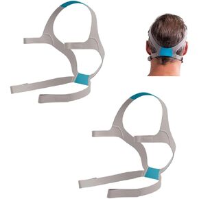 Headgear Replacement Straps for ResMed AirFit F20 Full-face CPAP Mask by Snugell | Pack of Two (2) Straps | Gray and Blue Color | Clips Not Included | Durable Premium Nylon Material