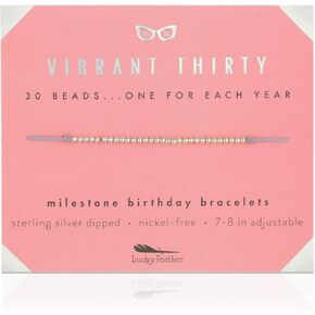 Lucky Feather 30th Birthday Gifts for Women; 30th Birthday Bracelet with 30 14K Gold Dipped Beads on Adjustable Cord; 30 Birthday Gift Ideas for Her in Saudi Arabia