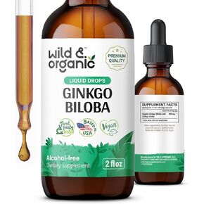Ginkgo Biloba Liquid Extract - Organic Ginkgo Biloba Supplements for Brain Function and Memory Support - Ginkgo Biloba Leaf Tincture - Vegan, Alcohol Free Drops - 2 fl oz