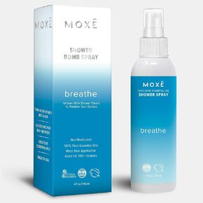 MOXE Shower Mist, Spa Steam Spray, Certified Natural Essential Oils, Aromatherapy, Tension Relief (Breathe, 4 Fl Oz (Pack of 1))