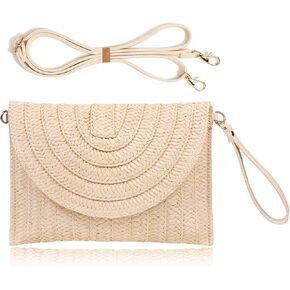 COOKOOKY Straw Clutch Handbag Summer Beach Straw Purse for Women woven Envelope Bag…