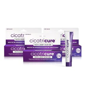 CICATRICURE Face & Body Scar Gel, Reduces The Appearance of Old & New Scars, Stretch Marks, Surgery, Injuries, Burns and Acne, 1 Ounce- Pack of 2