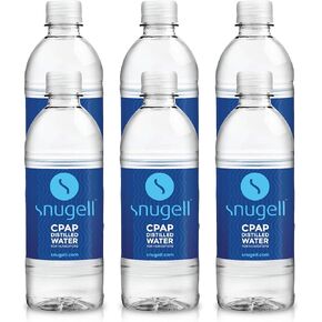 Snugell Distilled Water for CPAP Humidifiers | 12 Bottle Pack 16.9 oz H20 | Travel Friendly | 16.9oz H2O | Made in USA |