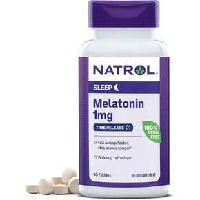 Natrol Melatonin Time Release Tablets, Helps You Fall Asleep Faster, Stay Asleep Longer, Strengthen Immune System, 100% Vegetarian, 1mg, 90 Count