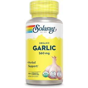 SOLARAY Organic Garlic Pills - 600 mg Garlic Supplements for Heart Health Support - USDA Organic Garlic Capsules - Vegan - 60-Day Money-Back Guarantee - 100 Servings, 100 VegCaps