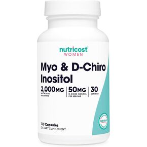 Nutricost Myo Inositol & D-Chiro Inositol for Women 2000mg, 120 Capsules, Myo & 50mg D-Chiro Inositol Per Serving, 30 Servings, Vegetarian Friendly, Non-GMO & Gluten Free