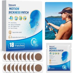 Taoscare Motion Sickness Patches, Sea Sickness Patch for Kids and Adults with Travel-Friendly Packets, Travel Essentials for Cruise/Car/Airplane/Amusement Park Trip (20 Patches)