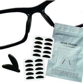 NOSE FRIEND | 10 Pairs (Black & Clear) | ADD Grip Nose Pads for Glasses | Anti Slip | Small Nose Bridge | (5 Pairs Black & 5 Pairs Clear)