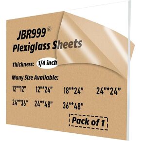 JBR999 صفائح زجاج شبكي بسمك 1/4 بوصة، ورقة زجاج شبكي مقاس 18 × 24، ورقة أكريليك مصبوبة، ورقة زجاج شبكي أكريليك شفاف للعلامات والحرف اليدوية وحالة العرض والأرفف ولافتات الزفاف ومشروع DIY وسطح الطاولة in Kuwait