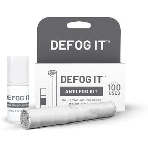 DEFOG IT Anti Fog Concentrate Squeeze Bottle 5 mL (100 Uses) & Microfiber Cloth Travel Kit, Eyeglasses, Lenses, Goggles, Face Shield, Phone Screen, Sports, No Streaks, Professional Grade Formula