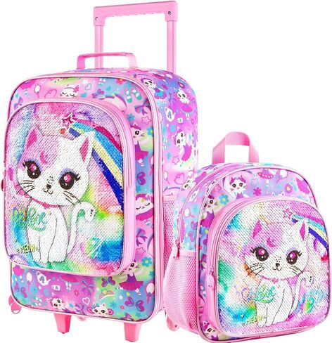 KLFVB Kids Luggage for Boys Girls, Cute Rolling Wheels Suitcase for Toddler, Children Travel Carry on Suitcase in Kuwait