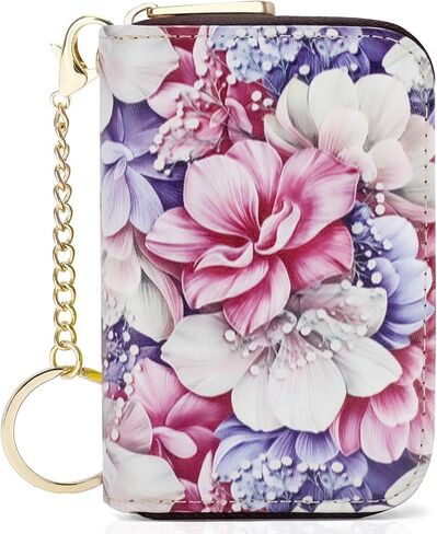 محافظ حامل بطاقات الائتمان APHISON RFID للنساء حافظة بطاقات بسحاب من الجلد لمحفظة سلسلة المفاتيح للسيدات in Kuwait