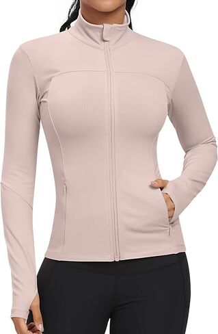 GYM RAINBOW Workout Jackets for Women, Full Zip Slim Fit Lightweight Athletic Running Sports Track Jacket with Pockets in Kuwait