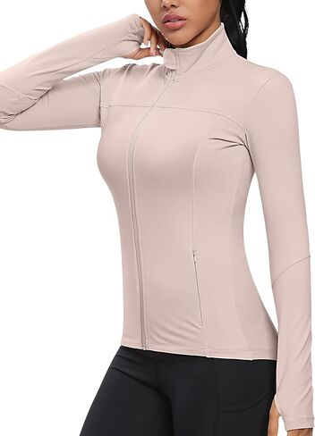 GYM RAINBOW Workout Jackets for Women, Full Zip Slim Fit Lightweight Athletic Running Sports Track Jacket with Pockets in Kuwait
