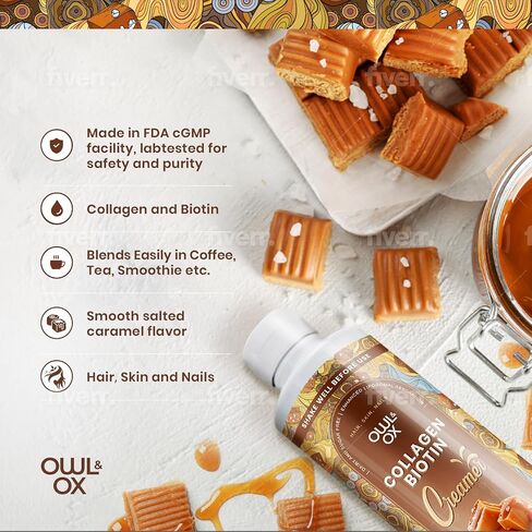 Mushroom Coffee Creamer with MCT Oil by Owl & Ox | L Theanine, Nootropic Superfood Blend, Vegan, Sugar Free, Dairy Free, Adaptogens, Plant Based & Keto Friendly, Hazelnut Chocolate, 30 Servings in Kuwait