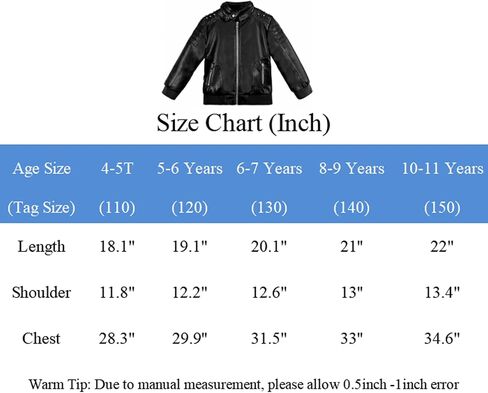 Volunboy Boys Leather Jacket Kids Fall Motorcycle Faux Pu Coats Spring Outerwear 4T to 11 Years in Kuwait