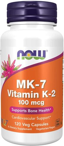 NOW Supplements, MK-7 Vitamin K-2 100 mcg, Cardiovascular Support*, Supports Bone Health*, 60 Veg Capsules in Kuwait