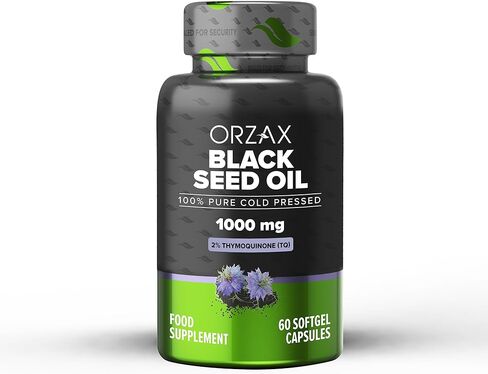 ORZAX Black Seed Oil Capsules, 90 Days Supply, 2% Thymoquinone, Non-GMO, Gluten Free, Cold Pressed Black Cumin Pills, Nigella Sativa in Saudi Arabia