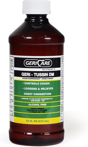 Geri-Tussin, Sugar Free, Alcohol Free, Cold and Cough Relief, Guaifenesin Syrup 100 mg/ 5 mL, 16 oz in Kuwait