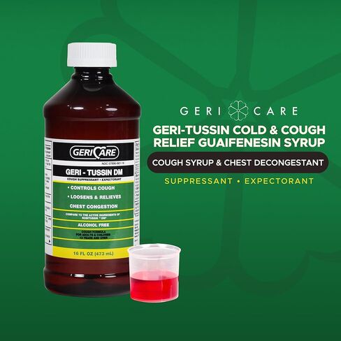 Geri-Tussin, Sugar Free, Alcohol Free, Cold and Cough Relief, Guaifenesin Syrup 100 mg/ 5 mL, 16 oz in Kuwait