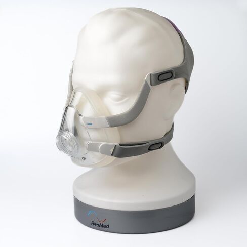 أشرطة بديلة للرأس لقناع CPAP من شركة ResMed AirFit F20 لكامل الوجه من Snugell | اللون الرمادي والأزرق | حزمة من شريطين | المشابك غير متضمنة | مادة النايلون الفاخرة المتينة in Kuwait
