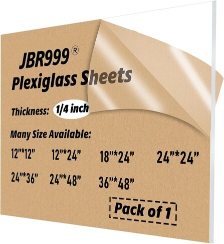 JBR999 صفائح زجاج شبكي بسمك 1/4 بوصة، ورقة زجاج شبكي مقاس 18 × 24، ورقة أكريليك مصبوبة، ورقة زجاج شبكي أكريليك شفاف للعلامات والحرف اليدوية وحالة العرض والأرفف ولافتات الزفاف ومشروع DIY وسطح الطاولة in Kuwait