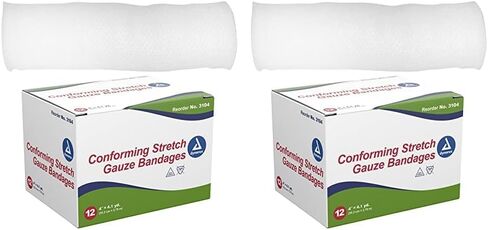 Dynarex Stretch Gauze Bandages, 4" x 4.1 yds, Non-Sterile & Latex-Free, Wound Care in Medical and Home Environments, 1 Box of 12 Dynarex Stretch Gauze Bandages in Kuwait