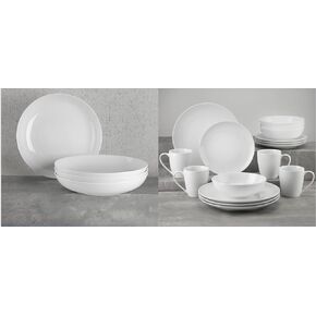 Euro Ceramica Essential Collection Porcelain Dinnerware and Serveware, 16 Piece Dinnerware Set, Service for 4, Classic White