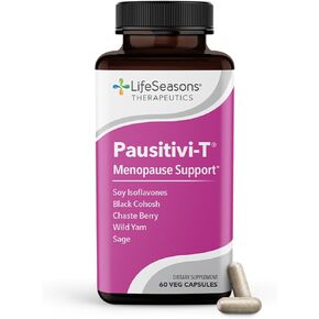 LifeSeasons - Pausitivi-T - Menopause Relief Supplement - Natural Support for Hot Flashes, Hormone Balance and Night Sweats - Contains Black Cohosh and Soy Isoflavones - 60 Capsules
