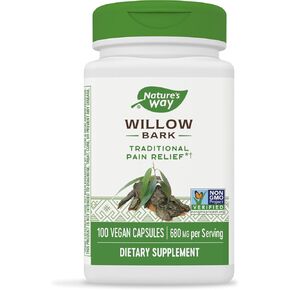 Nature's Way Willow Bark, Traditional Relief of Discomfort Due to Occasional Overexertion*, Non-GMO Project Verified, 800 mg per Serving, 100 Vegan Capsules in Kuwait