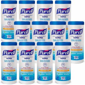 PURELL Hand Sanitizing Wipes, Fresh Citrus Scent, 270 Count Alcohol-free formula Sanitizing Wipes in Eco-Fit Canister (Case of 6) - 9113-06