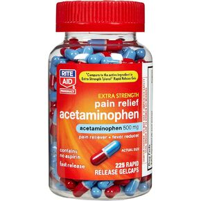 Rite Aid Extra Strength 500 mg Acetaminophen Pain Relief, Rapid Release Gelcaps - 150 Count | Pain Reliever, Joint Pain Relief | Muscle, Arthritis, Back Pain Relief Products in Saudi Arabia