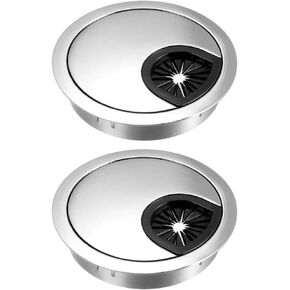 uxcell Cable Hole Cover, 3-1/8" Zinc Alloy Desk Grommet for Wire Organizer, 2 Pcs (Silver Tone)
