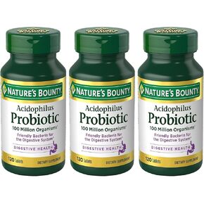 Nature's Bounty Probiotic Acidophilus, 360 Tablets (3 X 120 Count Bottles),, 360 Count ()