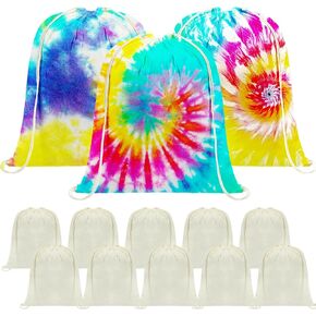 Tie Dye Cotton Drawstring Bags Drawstring Tote Backpack Items to Tie Dye DIY Birthday Party Favor Bags