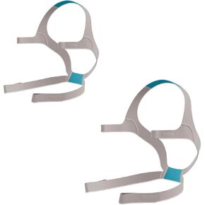 Large Headgear Replacement Straps for ResMed AirFit F20 Full-face CPAP Mask by Snugell | Pack of Two (2) Straps | Gray and Blue Color | Cushion & Clips Not Included