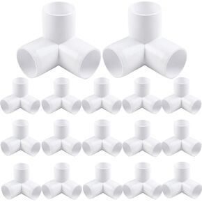 24Pack PVC Elbow Fittings, 3/4 Inch 3 Way PVC Pipe Fitting connectors for SCH40 PVC Pipe, PVC Pipe Tee Corner Fitting- Build Heavy Duty PVC Furniture,3 Way PVC Pipe Joint