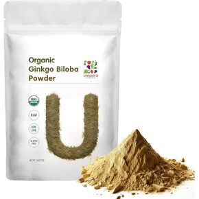 Organic Ginkgo Biloba Powder 1 Pound, Vegan Friendly Ginkgo Leaf Powder Organic, Pure, Raw, Non GMO