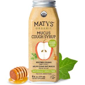Matys Organic Adult Cough Syrup Day & Night Value Pack for Adults & Children 12 Years + Up, Soothing Daytime & Nighttime Cough Relief w/Organic Honey & Zinc, Alcohol & Drug Free, 2 Pack, 6 Fl Oz Each