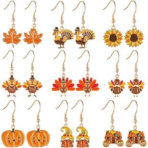 Halloween Stud Earring Drop Dangle Earrings Set for Women Girls, Including Black Cat Spider Web Pumpkin Ghost Bat Spooky Boo Skull for Halloween Theme Scary Jewelry