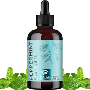 Peppermint Essential Oil for Diffuser Aromatherapy - 100% Pure Peppermint Oil for Hair Skin and Nails Plus Undiluted Refreshing Aromatherapy Essential Oil for Diffusers Baths and Topical Uses 4oz