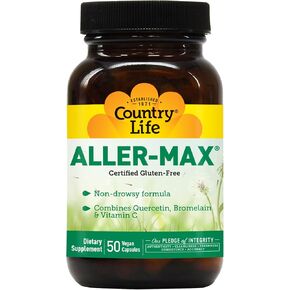 Country Life Aller-Max with Quercetin, Bromelain and Vitamin C Vegetarian Capsules, 100 Count, Certified Gluten Free, Certified Vegan