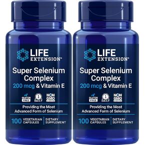 Life Extension Super Selenium Complex 200 mcg & Vitamin E, 2 Pack (2x100 Vegetarian Capsules)