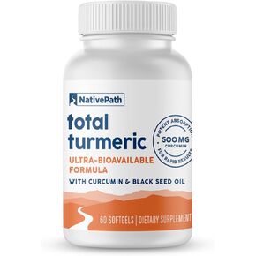 NativePath Turmeric Curcumin with Black Seed Oil - Joint Health and Antioxidant Supplement, 60 Softgels