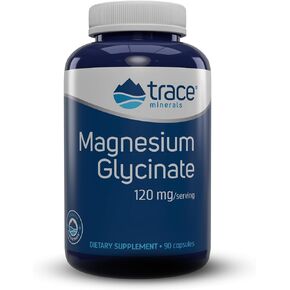 Trace Minerals Magnesium Glycinate | Supports Normal Sleep, Calm Mood, and Maintains Normal Muscle, Heart, Liver, Bone & Nerve Function | 120 mg/Serving, 180 Count