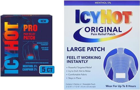 Icy Hot Pro No-Mess Pain Relief Patches with Menthol & Camphor & Advanced Hydrogel Technology, 5 Ct. in Kuwait