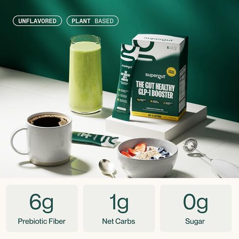 Supergut Daily Prebiotic | High Fiber Supplement Mix | Gut Health | Low fodmap | Soy Free | Keto Friendly | 8g Fiber | 0g Sugar | Unflavored Plant Based Supplement Powder (28 Servings, 1 Bag) in Saudi Arabia