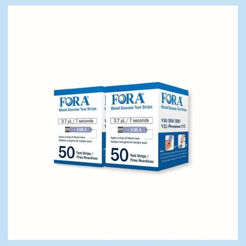 FORA V10 V12 D10 D20 PremiumV12 (غير متوافق مع Premium V10) شرائط اختبار الجلوكوز في الدم - 50 قطعة in Kuwait